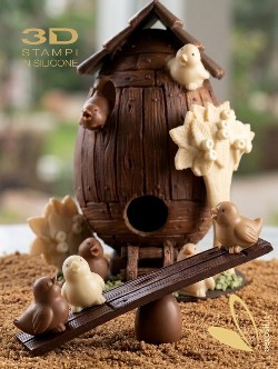 stampo in silicone pulcini di cioccolato sull'altalena
