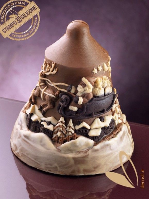 Santa Claus and Reindeers Chocolate Christmas Bell LINEAGUSCIO Mold