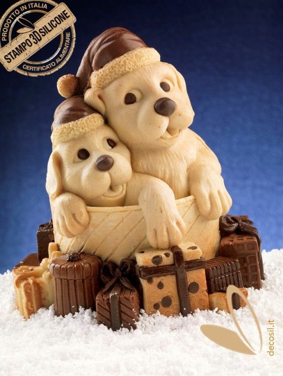 Puppies Gift Chocolate Christmas Bell LINEAGUSCIO Mold Puppies Gift Chocolate Christmas Bell LINEAGUSCIO Mold