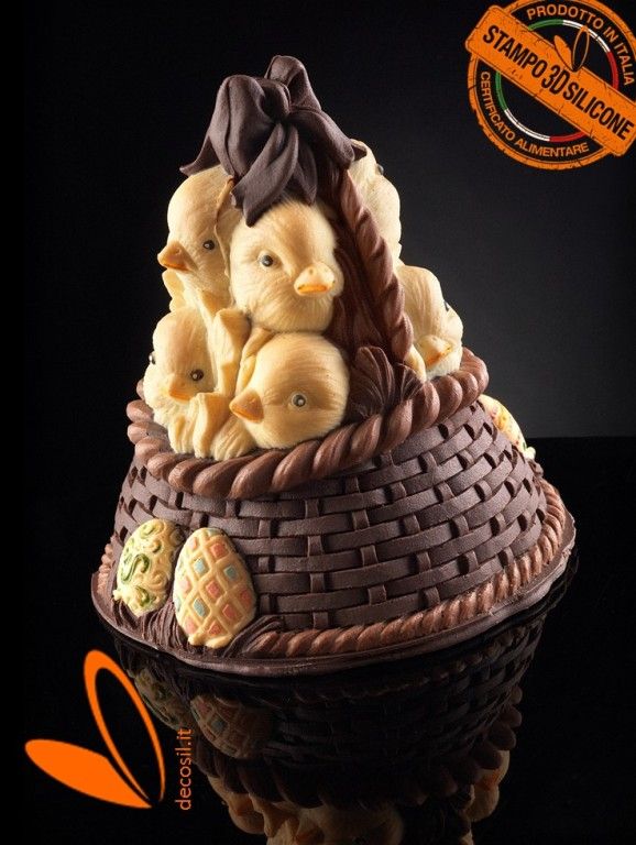 Basket of Chicks Chocolate Easter Bell LINEAGUSCIO Mold