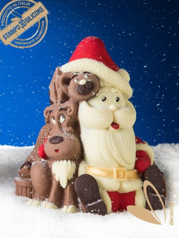 Santa Claus Bear and Reindeer Chocolate Christmas Bell LINEAGUSCIO Mold Santa Claus Bear and Reindeer Chocolate Christmas Bell LINEAGUSCIO Mold