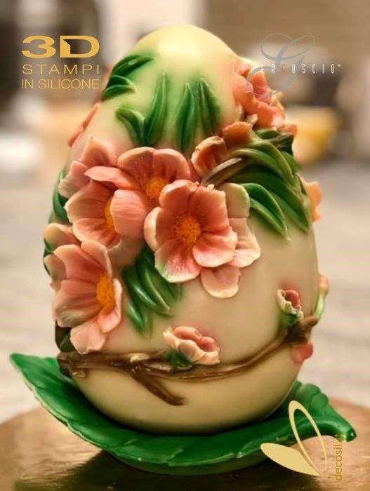 Peach Flowers Chocolate Easter Egg LINEAGUSCIO Mold