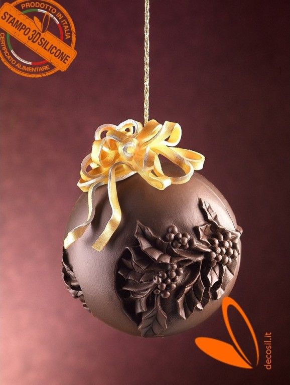 Holly Chocolate Christmas Ball LINEAGUSCIO Mold