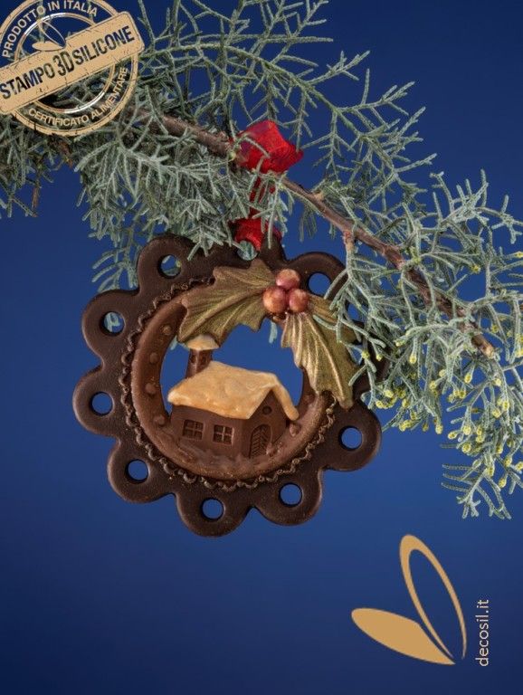 Christmas Hanging Ornament Home and Holly Mold