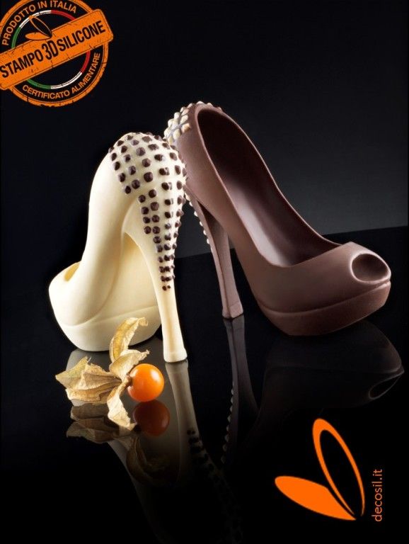 Shoe-shaped chocolate mold with studded heel