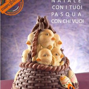 Basket of Chicks Chocolate Easter Bell LINEAGUSCIO Mold