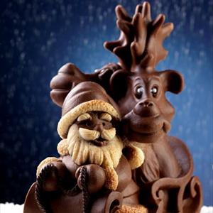 Reindeer and Sleigh with Santa Claus mold