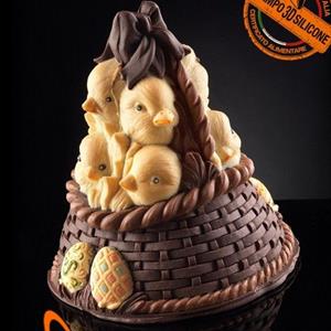 Basket of Chicks Chocolate Easter Bell LINEAGUSCIO Mold