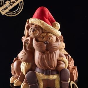 Santa Claus Bear and Reindeer Chocolate Christmas Bell LINEAGUSCIO Mold