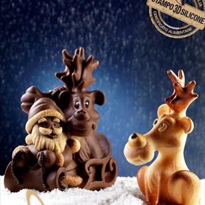 Reindeer and Sleigh with Santa Claus mold